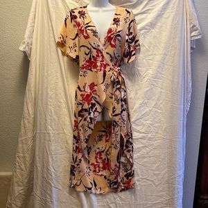 Leith floral long wrap top